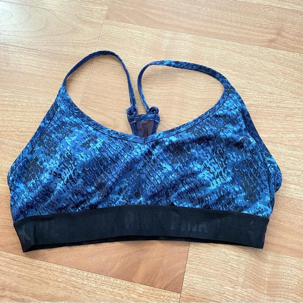 PINK Blue Print Racerback Sports Bra